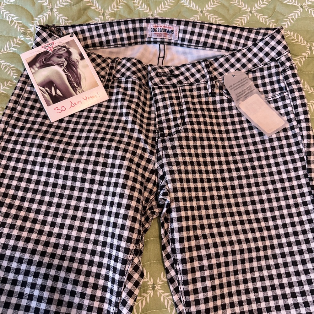 GUESS Black & White Gingham Pants